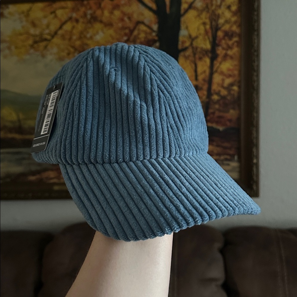 Brand New Blue Faux Corduroy Adjustable Cap NWT